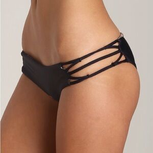Acacia Swimwear Vintage Black La Rivera Bottoms Strappy Small